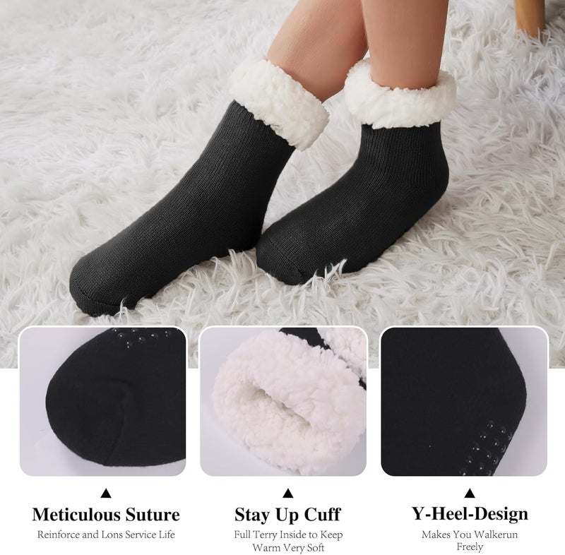KFUBUO Kids Slipper Socks with Non Skid Bottoms Fleece-Lined Warm Fuzzy Socks - Image 4